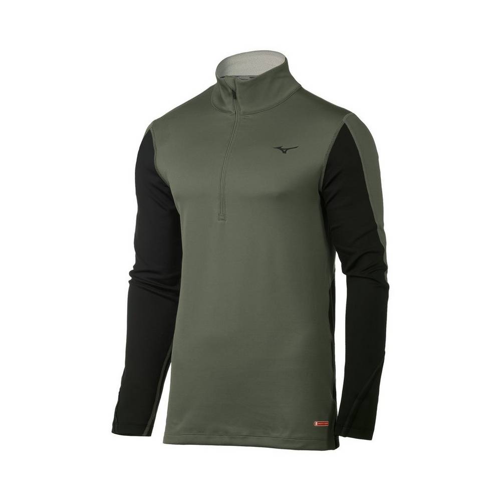 Panske Base Layer Mizuno Breath Thermo® Half Zip Zelene/Čierne Vypredaj CEWV45207